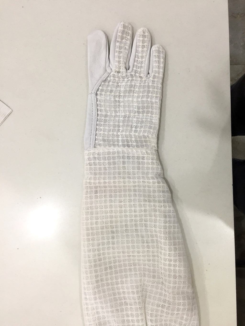 Top Ventilated Gloves (3Layer Mesh + White fabric gauntlet) (G4)