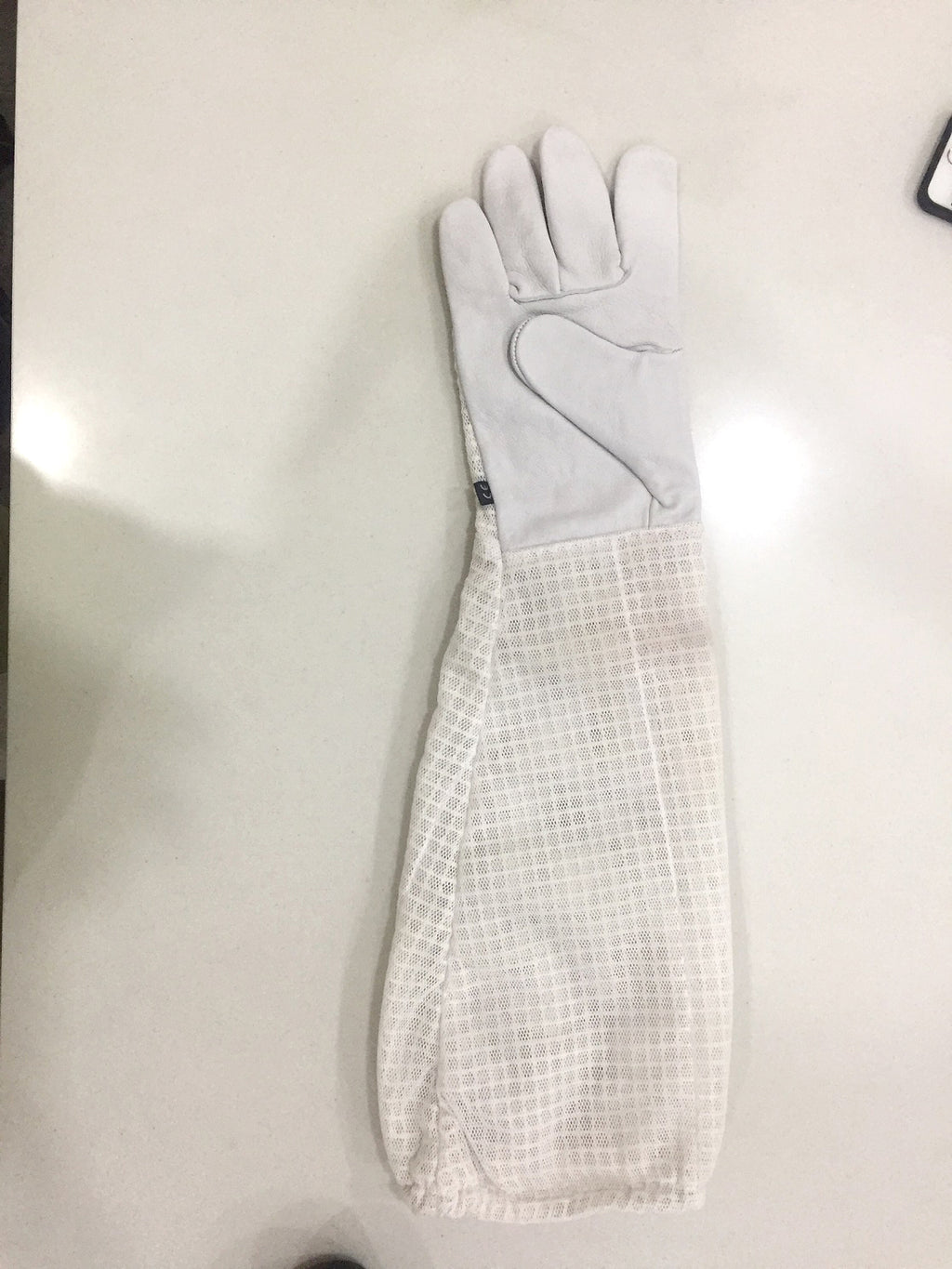 Top Ventilated Gloves (3Layer Mesh + White fabric gauntlet) (G4)